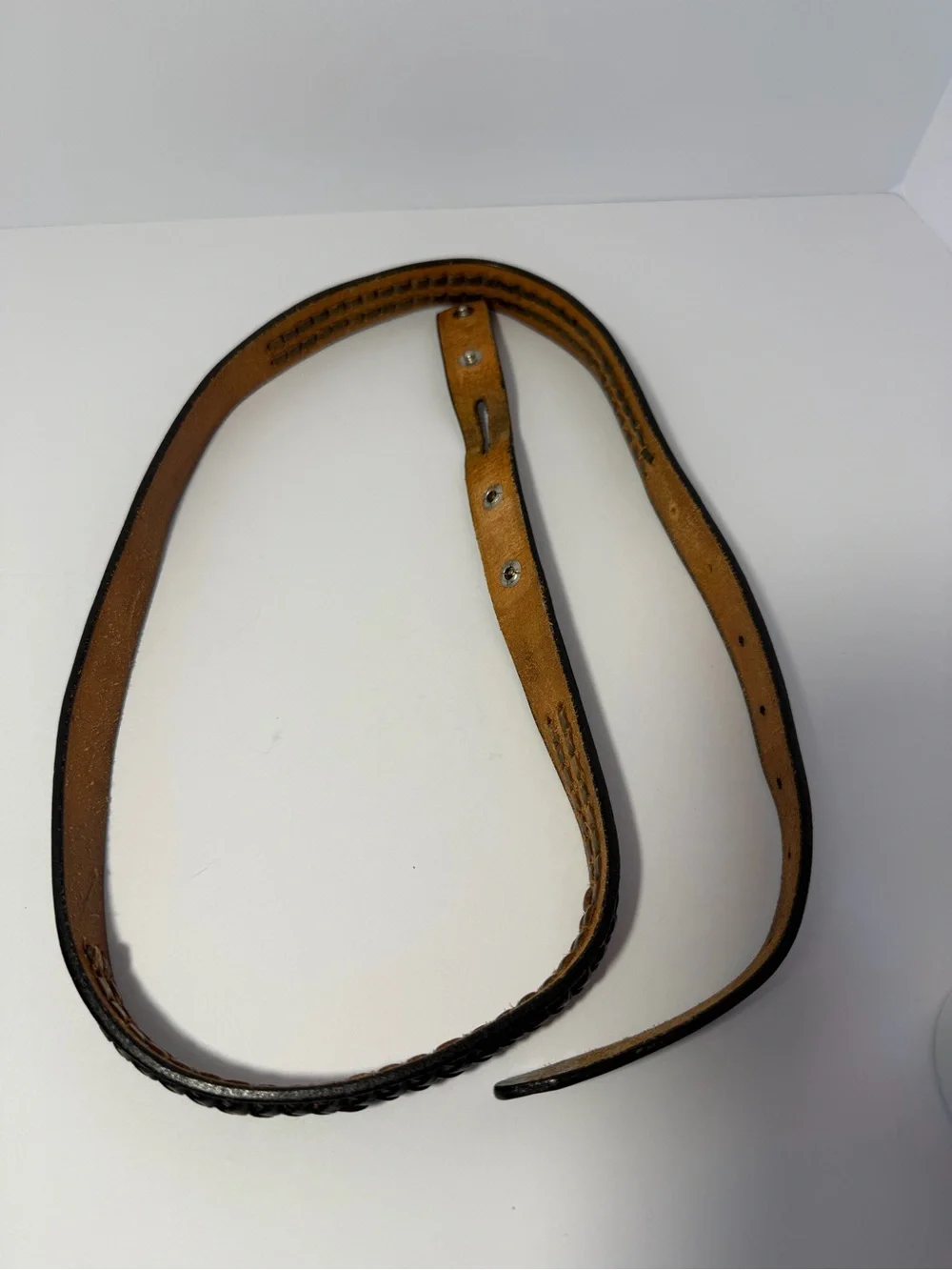 RM Mexico Vintage Black Hand-Laced Braided Leather Belt Strap Sz 36
